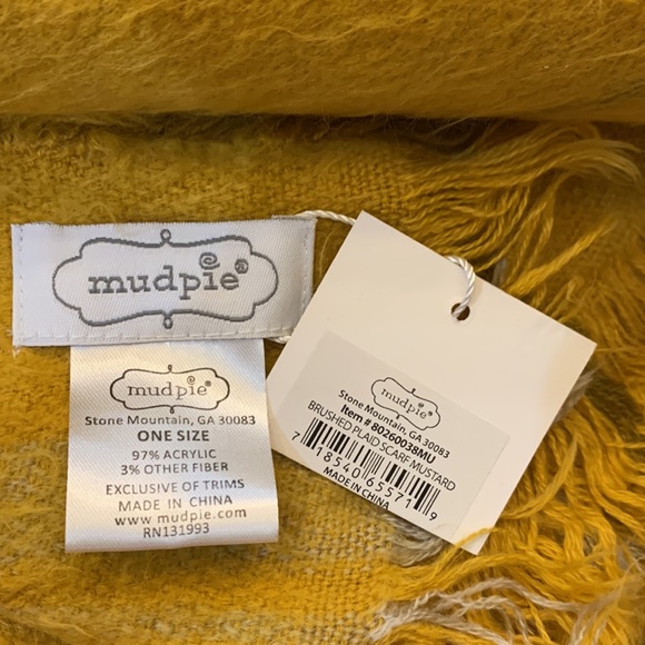NWT Mud Pie Mustard Brushed Plaid Scarf - Picture 4 of 5